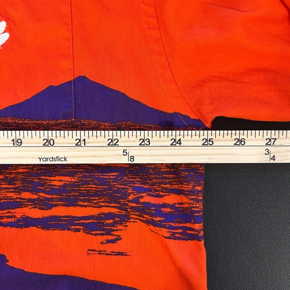 Chiliwear Mens Orange Purple Palm Tree Hibiscus Hawaiian Button Up Shirt XXL - Picture 5 of 8